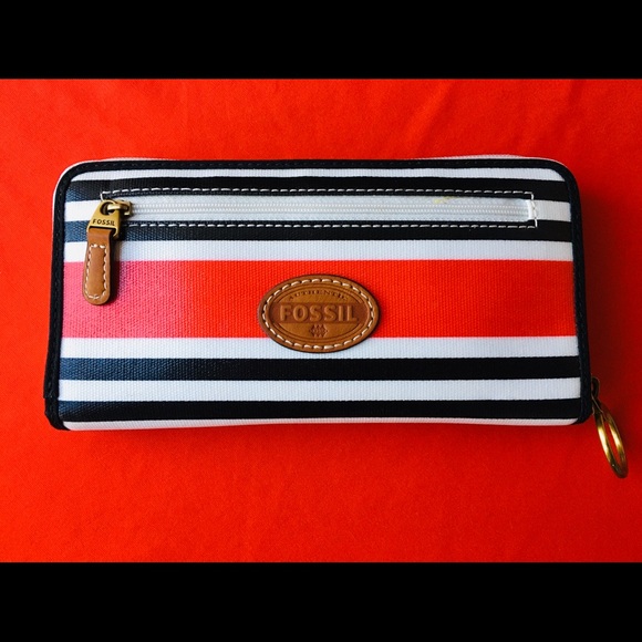 Fossil Keyper Wallet Red Stripe: Brand New Tags